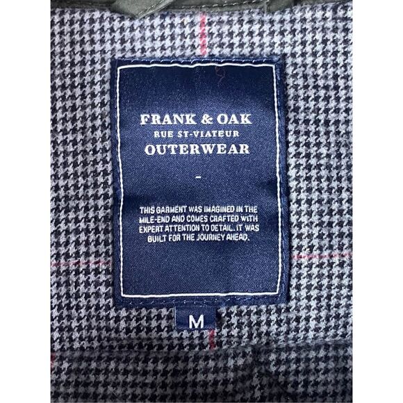 Frank & Oak Green Quilted Jacket Corduroy Collar Plaid Lining Snap Front M - Picture 6 of 8